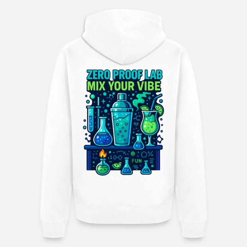 zero proof lab, mocktail chemie - Unisex Premium Bio Zip Hoodie - Weiß
