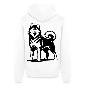 Alaskan Malamute in a proud pose - Unisex Premium Organic Zip Hoodie - white - Back - Thijin (182cm)