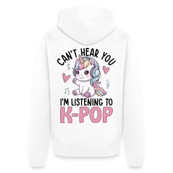 Je ne t’entends pas en écoutant de la K-Pop - Veste à capuche bio Premium Unisexe - blanc - Dos - Thijin (182cm)