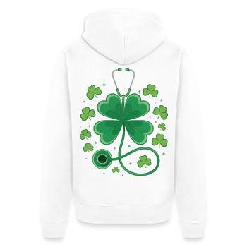Kleeblatt-Stethoskop Design - Unisex Premium Bio Zip Hoodie - Weiß - Hinten - Thijin (182cm)