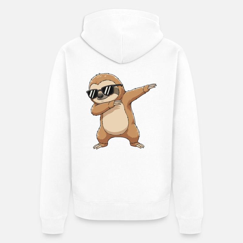 Dessin animé Cool Dab Sloth - Veste à capuche bio Premium Unisexe - blanc