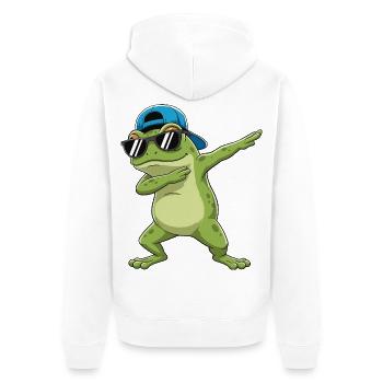 Dessin animé de lunettes de soleil de grenouille à faire du dabing - Veste à capuche bio Premium Unisexe - blanc - Dos - Thijin (182cm)