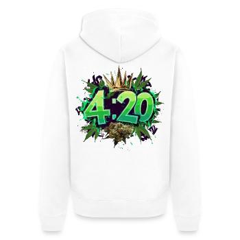 420 - Unisex Premium Bio Zip Hoodie - Weiß - Hinten - Thijin (182cm)