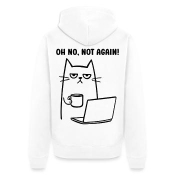 Oh non, pas encore le chat drôle avec le carnet de café - Veste à capuche bio Premium Unisexe - blanc - Dos - Thijin (182cm)