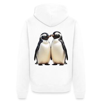 Kuschelpinguin-Duo im Blick - Unisex Premium Bio Zip Hoodie - Weiß - Hinten - Thijin (182cm)