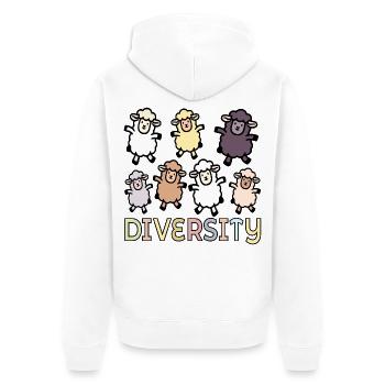 Diversity Sheep Inclusion - Unisex Premium Organic Zip Hoodie - white - Back - Thijin (182cm)