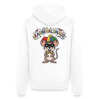 Karnevalsmaus Karneval Köln Kölner Karnevals Maus - Unisex Premium Bio Zip Hoodie - Weiß - Hinten - Thijin (182cm)