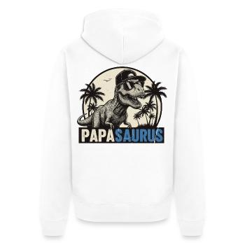 Papasaurus – Cool T-Rex Father Design - Veste à capuche bio Premium Unisexe - blanc - Dos - Thijin (182cm)