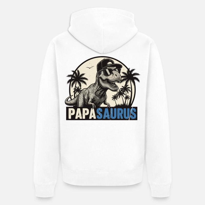 Papasaurus – Cool T-Rex Father Design - Veste à capuche bio Premium Unisexe - blanc