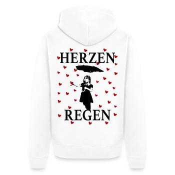 Heart Rain Girl Umbrella Romantic Love Art Design - Unisex Premium Bio Zip Hoodie - Weiß - Hinten - Thijin (182cm)