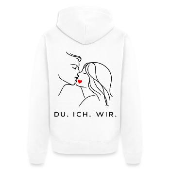 Minimal Heart Down, Valentine's Day Partner - Unisex Premium Organic Zip Hoodie - white - Back - Thijin (182cm)