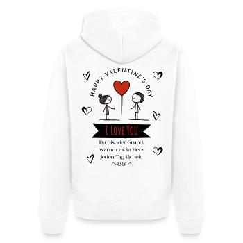 Heart message for two - Unisex Premium Organic Zip Hoodie - white - Back - Thijin (182cm)