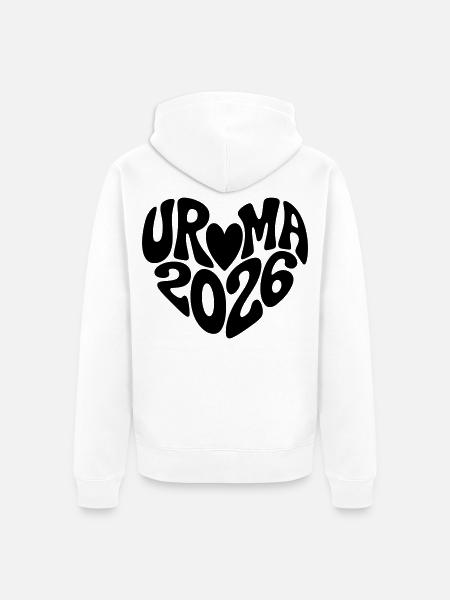 Uroma 2026 Herz Form - Unisex Premium Bio Zip Hoodie - Weiß