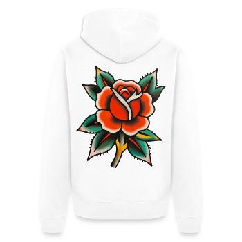 Classic Tattoo Rose - Unisex Premium Organic Zip Hoodie - white - Back - Thijin (182cm)