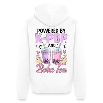 Powered By K Pop And Boba Tea - Unisex Premium Organic Zip Hoodie - white - Back - Thijin (182cm)