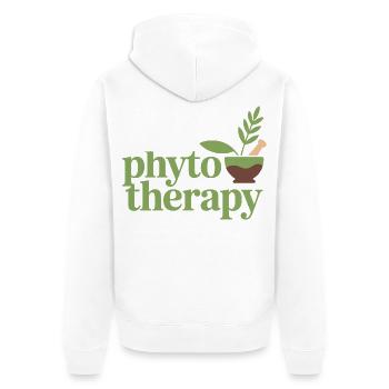 Kräuterkundige flirtet mit Phytotherapeut - Unisex Premium Bio Zip Hoodie - Weiß - Hinten - Thijin (182cm)