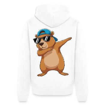 Cool Dabbing Bear Sonnenbrillen-Cartoon-Kunst - Unisex Premium Bio Zip Hoodie - Weiß - Hinten - Thijin (182cm)