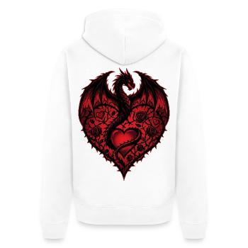 Herz Romantischer Drachenliebhaber Rosen Liebe - Unisex Premium Bio Zip Hoodie - Weiß - Hinten - Thijin (182cm)