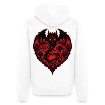 Süßes Herz Romantischer Drachenliebhaber Rosen Liebe - Unisex Premium Bio Zip Hoodie - Weiß - Hinten - Thijin (182cm)