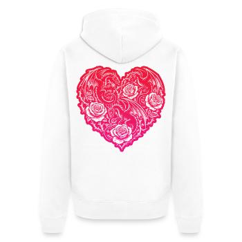 Heart Romantic Dragon Roses Love - Unisex Premium Organic Zip Hoodie - white - Back - Thijin (182cm)