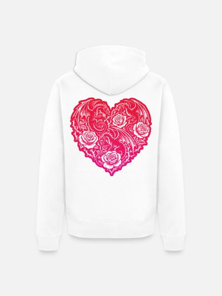 Herz Romantische Drachenrosen Liebe - Unisex Premium Bio Zip Hoodie - Weiß