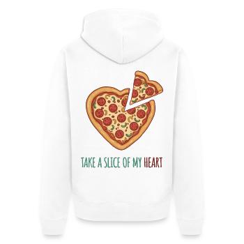 Prends une part de mon cœur – Pizza Herz Design - Veste à capuche bio Premium Unisexe - blanc - Dos - Thijin (182cm)