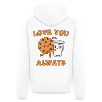 Je t’aime toujours – Sweet Cookie & Milk Design - Veste à capuche bio Premium Unisexe - blanc - Dos - Thijin (182cm)