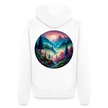 Colored forest landscape painted in evening light nature - Unisex Premium Organic Zip Hoodie - white - Back - Thijin (182cm)