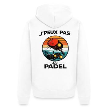 Jpeux Pas J'ai Padel Retro - Veste à capuche bio Premium Unisexe - blanc - Dos - Thijin (182cm)