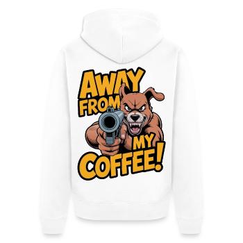 Away from my coffee! - Unisex Premium Organic Zip Hoodie - white - Back - Thijin (182cm)