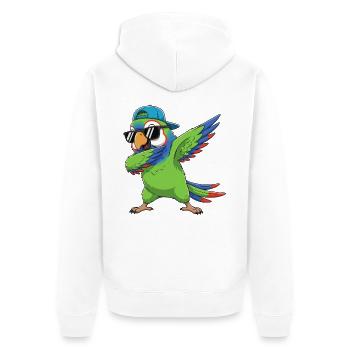 Cool Dabbing Parrot Sonnenbrille Cartoon-Kunst - Unisex Premium Bio Zip Hoodie - Weiß - Hinten - Thijin (182cm)