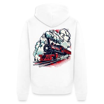 Locomotive à vapeur - Veste à capuche bio Premium Unisexe - blanc - Dos - Thijin (182cm)