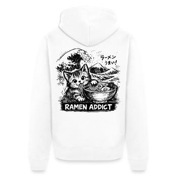 Kanagawa Wave Ramen Bowl Kawaii Japanese - Unisex Premium Organic Zip Hoodie - white - Back - Thijin (182cm)