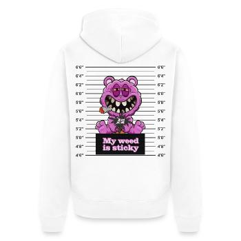 My weed is sticky - Unisex Premium Organic Zip Hoodie - white - Back - Thijin (182cm)