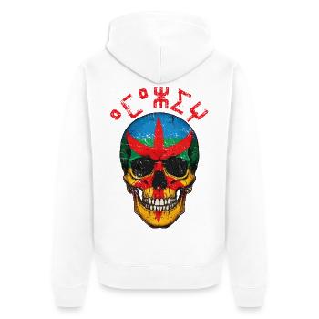 Amazigh Skull – Berber Pride Tifinagh T-Shirt - Unisex Premium Bio Zip Hoodie - Weiß - Hinten - Thijin (182cm)