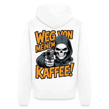 Away from my coffee! - Unisex Premium Organic Zip Hoodie - white - Back - Thijin (182cm)