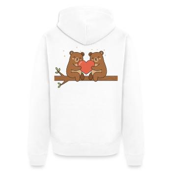 Bear Love – Charmant design de couple kawaï - Veste à capuche bio Premium Unisexe - blanc - Dos - Thijin (182cm)
