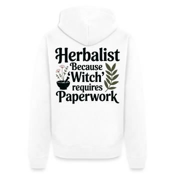 Kräuterkundige, weil Hexe Papierkram erfordert - Unisex Premium Bio Zip Hoodie - Weiß - Hinten - Thijin (182cm)