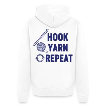 Hakelgarn wiederholt lustige Häkelliebhaber Mütter - Unisex Premium Bio Zip Hoodie - Weiß - Hinten - Thijin (182cm)