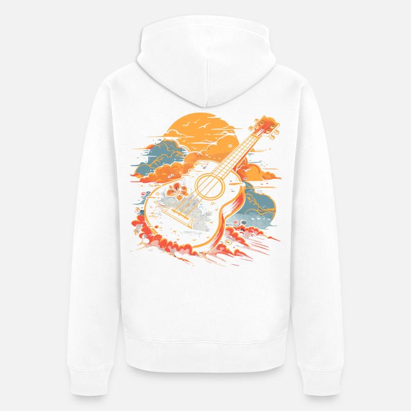 Illustration au ukulélé - Veste à capuche bio Premium Unisexe - blanc