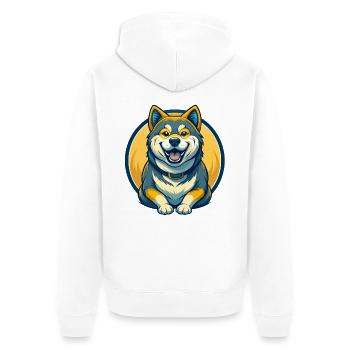 Mascotte Akita Dog Kawaii Cartoon Logo clipart Badge - Veste à capuche bio Premium Unisexe - blanc - Dos - Thijin (182cm)