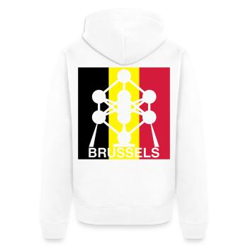 Brussels Atomium – Belgian Flag Square Icon - Unisex Premium Organic Zip Hoodie - white - Back - Thijin (182cm)