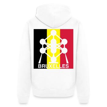 Atomium Brussels – Belgian Flag Square Design - Unisex Premium Organic Zip Hoodie - white - Back - Thijin (182cm)