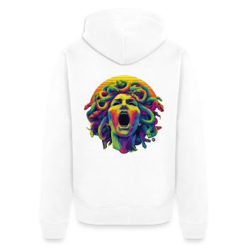 Neon Medusa: Colour Rush Head - Unisex Premium Organic Zip Hoodie - white - Back - Thijin (182cm)