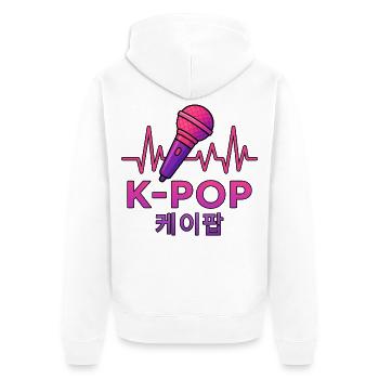 K Pop Coréen - Veste à capuche bio Premium Unisexe - blanc - Dos - Thijin (182cm)
