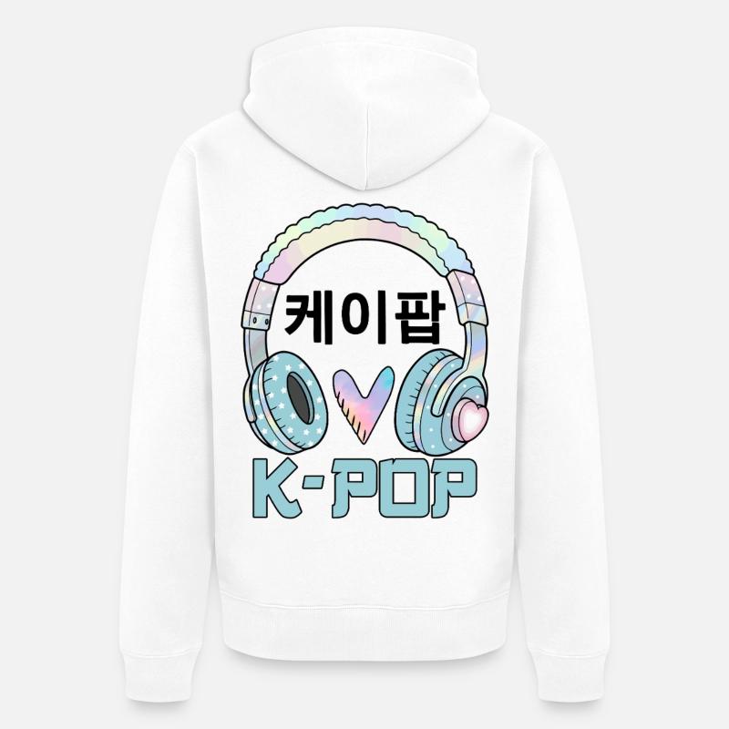 K Pop 케이팝 - Veste à capuche bio Premium Unisexe - blanc