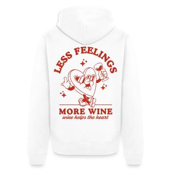 Moins de sentiments Plus de vin - Veste à capuche bio Premium Unisexe - blanc - Dos - Thijin (182cm)
