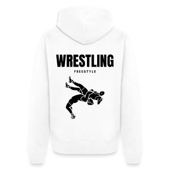 LUTTE LIBRE – PLUS QU’UN SPORT - Veste à capuche bio Premium Unisexe - blanc - Dos - Thijin (182cm)