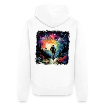 Mountainbike Retro - Unisex Premium Bio Zip Hoodie - Weiß - Hinten - Thijin (182cm)