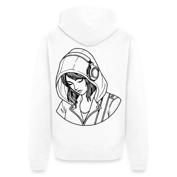 femme love musique - Veste à capuche bio Premium Unisexe - blanc - Dos - Thijin (182cm)